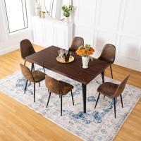 Juego de 4 sillas giratorias de ante para comedor con asiento acolchado, sillas de diseño para salón o cocina, con patas de metal negro, marrón - details 72