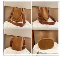 Bolso de mano de moda de gran capacidad, bolso de ocio retro, tipo cubo simple, tela esmerilada, estilo retro europeo y americano. - details 2