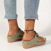 Women Flower Decor Wedge Sandals Casual Loop Toe Platform Sandals Comfortable Summer Sandals - details 4