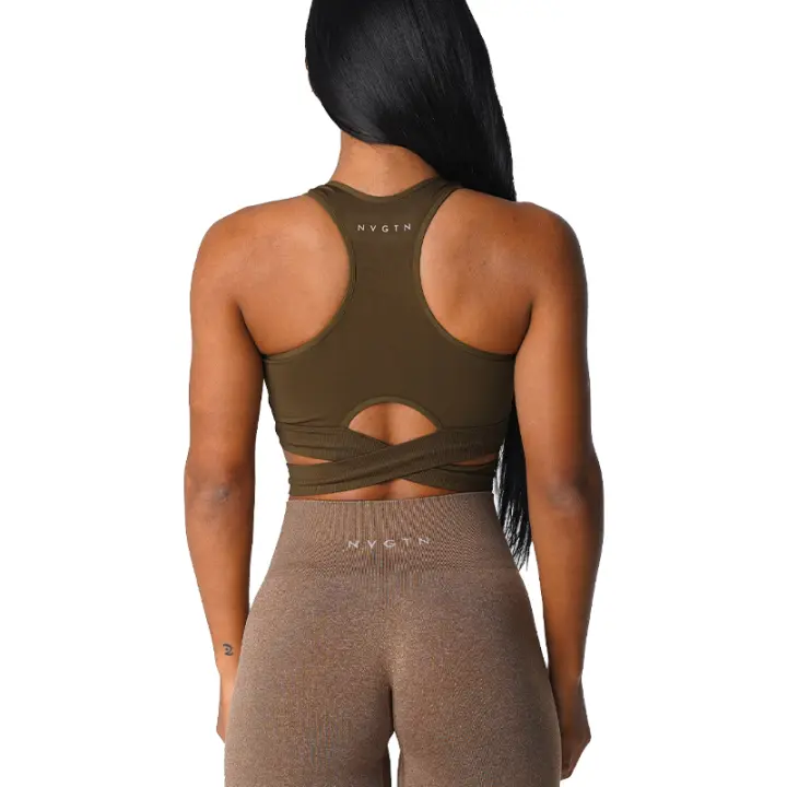 Nvgtn-Sujetador sin costuras para mujer, ropa interior deportiva de licra, elástica, transpirable, realce de pecho, ocio - 1