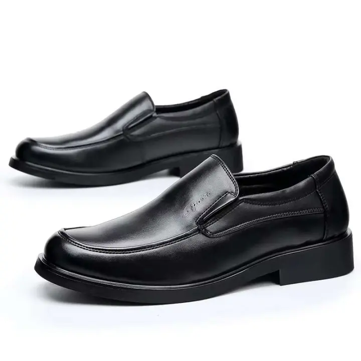 Nuevos mocasines negros, botas de negocios británicas con parte superior plana, todas combinadas con zapatos de cuero - 1