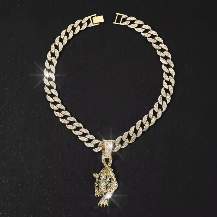 Collar De Leopardo Y Guepardo Con Colgante De Animal Estilo Hip Hop Joyería Europea Y Americana Adorno Para Amantes Del Rock - 1