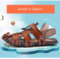 Sandalias suaves de verano para hombre, zapatillas informales de cuero para exteriores, antideslizantes, ligeras y cómodas, zapatos deportivos de playa - details 2