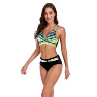 Traje de Baño de Dos Piezas Estilo Vintage Tanga Alto con Impresión Retro Material de Dacron - details 12