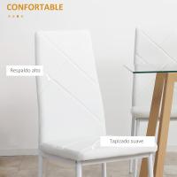 Juego de 4 Sillas de Comedor Nórdicas Sillas de Cocina Tapizadas de Piel Sintética con Patas de Acero Carga 120 kg para Salón 41x50x97 cm Blanco - details 4
