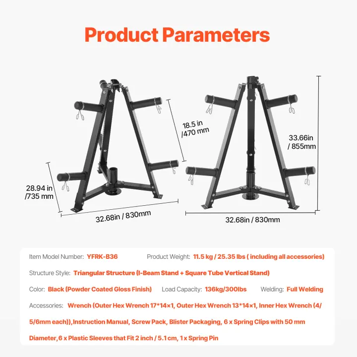 SucceBuy Soporte para platos de pesas, marco para platos de 2 pulgadas, un bonito soporte para gimnasio. - 1