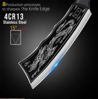 Cuchillo de Chef Hecho a Mano de Acero 4CR13C Cuchillo de Cocina para Carne, Verduras, Frutas, Pescado Incluye Funda Perfecto para Cocinar al Aire Libre en Camping BBQ - details 3