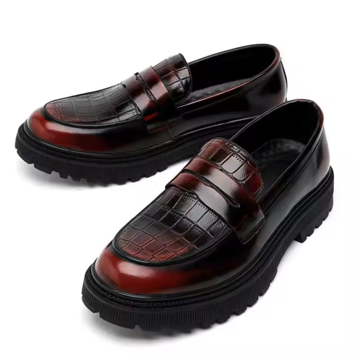 Zapatos de vestir de diseño cruzado para hombre y zapatos casuales de cuero de fibra ultrafina Oxford fáciles de usar más punta redonda nuevo estilo - 1