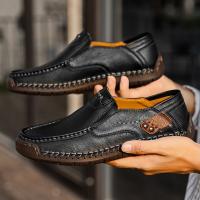 Zapatos De Cuero Hechos a Mano Para Hombre Mocasines Casuales Cómodos Zapatos Planos Para Exterior Caminar Talla Verdadera Para Adultos - details 20