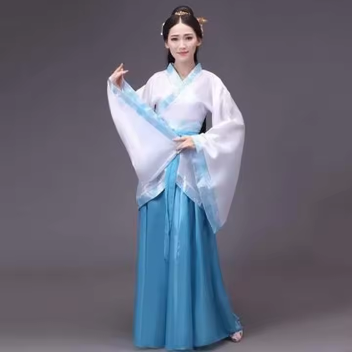 Traje de falda Hanfu chino de tela china, vestido antiguo de princesa de hadas Oriental antigua, disfraces de escenario, bordado de flores - 1