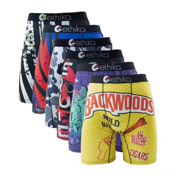 ETHIKA 6 uds ropa interior para hombre Boxers transpirables calzoncillos de natación para hombre de talla grande estampado bragas para hombre bañadores Boxershorts sexis para hombre - 1
