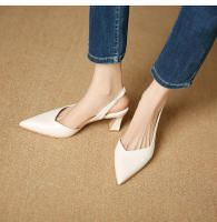 Nuevo aire trasero boca poco profunda tacones altos puntiagudos zapatos de mujer de tacón grueso - details 21