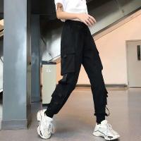 Ropa informal de cintura alta con bolsillo grande para mujer, pantalones tácticos sueltos, pantalones para correr de Hip Hop a la moda para mujer - details 8