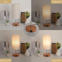Lámpara de Mesita de Noche Táctil Regulable, Lámpara de Mesa con Puertos de Carga USB A + C, Pantalla de Tela de Lino - details 6
