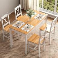 Juego de 4 sillas de comedor con 4 sillas de comedor de madera