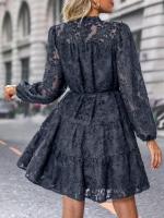 Vestido Midi de manga larga con cuello levantado para mujer, moda coreana, Vintage, Color sólido, primavera y otoño, 2025 - details 20