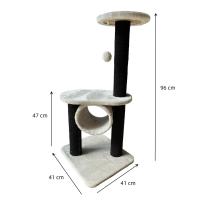 COTTECOTA-Gato moderno de montaje alto 46x41x96cm Plataformas modernas y neutras Torre de árbol Poste rascador de dos niveles Gatos de interior, - details 3