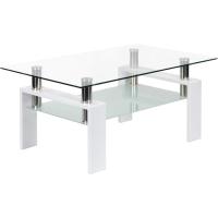 Mesa Moderna de Centro con Tapa de Cristal Transparente y Base de Metal Negro (100x60 cm) - details 9