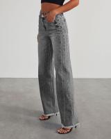 Jeans de Pierna Ancha para Mujer 2025 Pantalones Denim Gris con Estilo Vintage - details 9