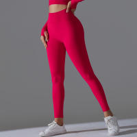 Hamidou-Pantalones deportivos de Yoga para mujer, mallas de cintura alta y caderas ajustadas, glúteos de melocotón, pantalones de Yoga desnudos de cintura alta - details 2