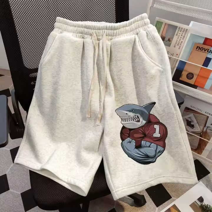 Pantalones Cortos de Tiburón de Alta Calidad de Algodón Puro Muslos Bien Desarrollados para Verano 2025 Adecuados para Playa Neutral - 1
