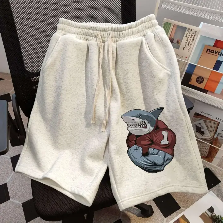Pantalones Cortos de Tiburón de Alta Calidad de Algodón Puro Muslos Bien Desarrollados para Verano 2025 Adecuados para Playa Neutral - 1