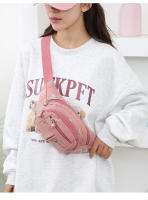 Riñonera de tres capas con solapa para mujer, bolso de pecho a la moda para deportes al aire libre, bolso de cintura con estampado de letras, bolsos cruzados de hombro para niñas - details 4
