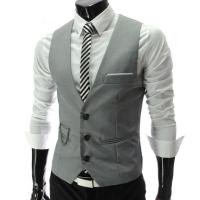 Chalecos para hombre con cuello en V, sin mangas, con botones y bolsillos, chaleco de traje a la moda. - details 7