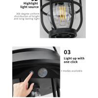 Lámpara Solar de pared cálida de 3 modos para exteriores, jardín, patio, decoración impermeable, farola, detección de movimiento humano, linterna de luz cálida - details 1