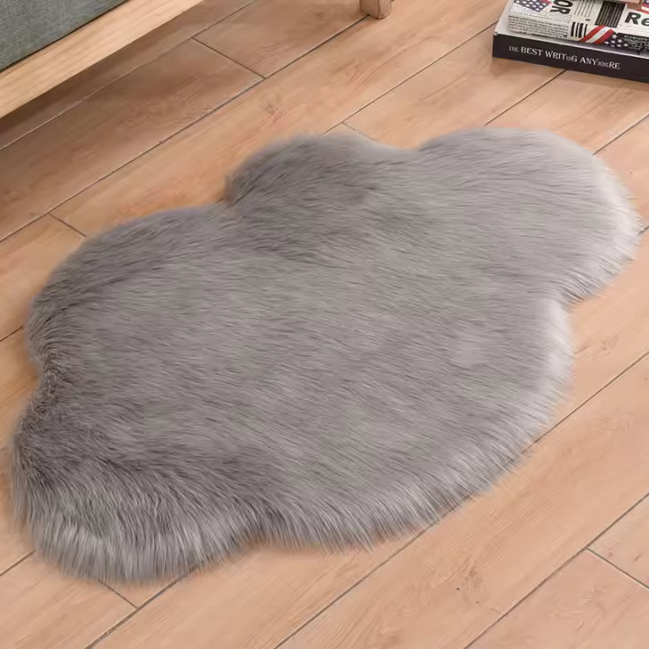 Alfombra de Piel Sintética 60x90cm Forma de Nube de Moda Alfombra de Área Suave y Felpudita para Sala de Estar Habitación de Niños Sofá Cubierta de Asiento Material de Poliéster - 1