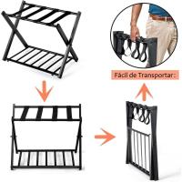 Equipaje de Almacenamiento Plegable de 2 Pisos Soporte para 2 Maletas Negro 68x44x57cm Paquete - details 8