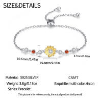 Pulsera de plata de ley 925 con dije de girasol simple y circonita, compatible con cuentas, dijes colgantes, joyería fina para mujeres y niñas. - details 4