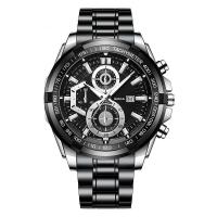 Reloj de cuarzo con banda de acero para negocios, WOKAI de lujo de alta calidad, dorado, con calendario deportivo, resistente al agua, retro - details 1