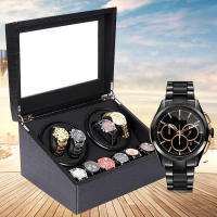 Caja de reloj con patrón de cocodrilo, enrollador de reloj automático de 2 motores, almacenamiento de lujo, 4 + 6 - details 0