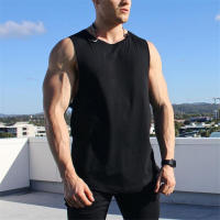 Chaleco deportivo fino de verano para hombre, camiseta de Fitness Simple de Color sólido con cuello redondo, absorbe el sudor y es cómodo - details 5