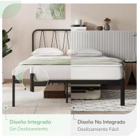 90 x 190 metálico, Altura 30,5 cm, Cama 90x190 cm es una opción Morna y metálica con un diseño cabecera en Forma Ondas, Negro - details 4