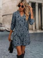 Vestido largo informal elegante con cuello en V con estampado de leopardo, moda primavera otoño para mujer - details 5