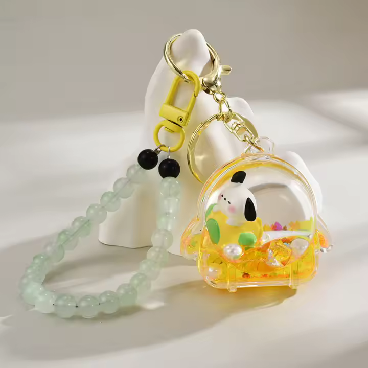 Nuevo Llavero de Botella de Arena Movediza de Aceite Acrílico Muñeca Flotante de Melocotón Cerdo Rina Oso Accesorios de Pareja - 1
