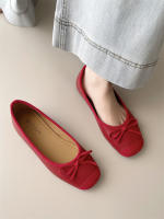 Nuevo francés suave estilo de hadas versátil cabeza cuadrada poco profunda boca arco plano zapatos de ballet solo zapatos - details 8