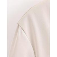 Mini vestido liso de satén de otoño para mujer, Vestidos informales de manga larga con cuello en V y cintura fruncida, Vestidos femeninos - details 4