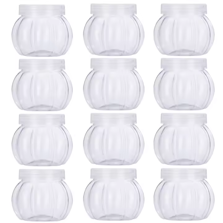 Tarro de plástico transparente con tapa para cocina, tarro de calabaza de 12 piezas, 150ml, para dulces, galletas, granos, té, condimentos, contenedor de almacenamiento - 1