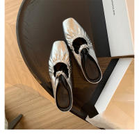 Medias zapatillas francesas sandalias de mujer zapatos Mary Jane de un pedal zapatos Muller de tacón grueso para mujer - details 38