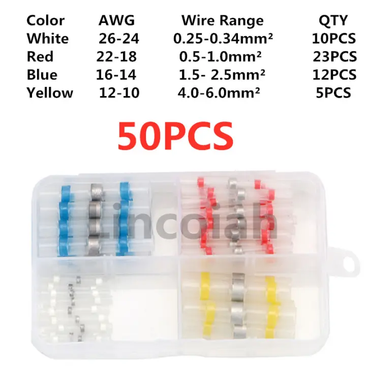 Terminales de crimpado a tope termorretráctiles para soldadura, Kit de empalme de Cable, Conectores eléctricos impermeables, 500/50 piezas - 1