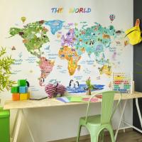 Mapa decorativo de distribución de animales del mundo para dormitorio, habitación de niños, sala de juegos, sala de estar y guardería, pegatina decorativa - details 4