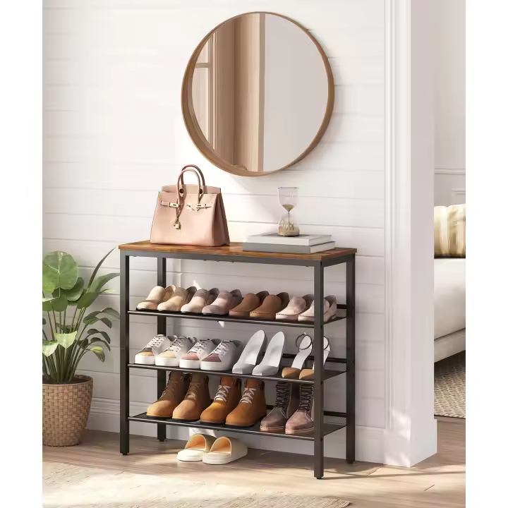 Gabinete de Zapatos de 5 Pisos Ajustable de Metal Resistente al Desgaste, Fácil de Limpiar - 1