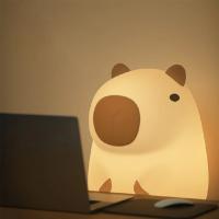 Bonita luz nocturna de silicona de capibara de dibujos animados, lámpara de noche regulable de 2 engranajes, lámpara de noche para dormir recargable por USB para decoración de dormitorio de niños - details 7