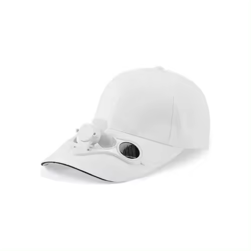 Gorra de béisbol con ventilador de refrigeración, gorra de verano con energía solar, color blanco - 1