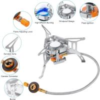 Gas de Camping, 3600W Cocina de gas portátil, Mini Estufa Plegable de Acero con Encendido Piezoeléctrico, Hornillos Portátiles de Camping Split con Adaptador para Camping, Picnic, Senderismo - details 3