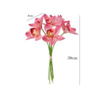 Ramo de orquídeas artificiales de 6 uds., 6 cabezas, tacto Real, ramas de Magnolia hechas a mano, elegantes y realistas flores artificiales de Cymbidium - details 0