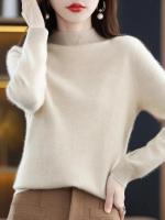 100% suéter de cachemira de lana merina, suéter tejido para mujer, jerséis de manga larga con cuello alto, ropa de otoño e invierno, Jersey cálido, Tops - details 11